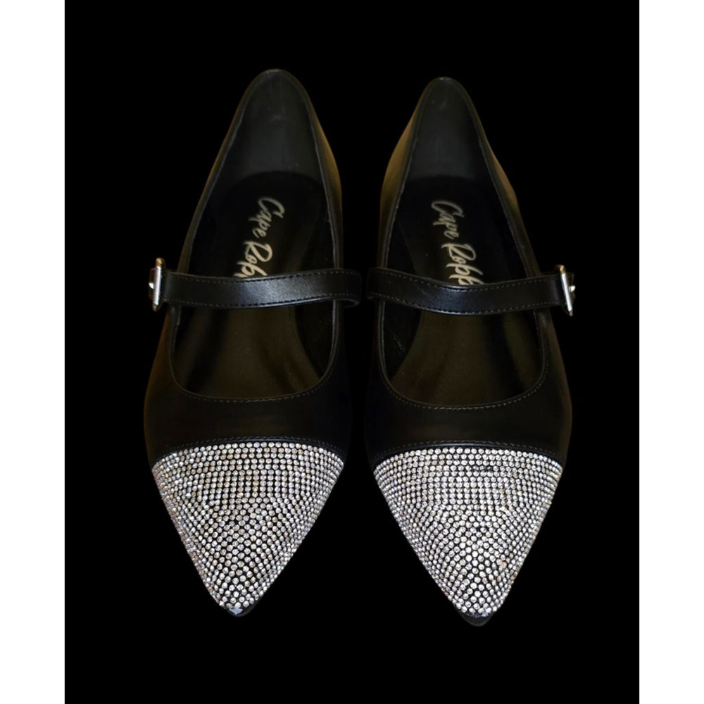 NWT CAPE ROBBIN Black‎ Silver Rhinestone Flats Size 7Dressy Night Out Office